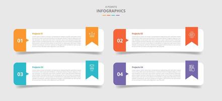 4 points template comparison concept for infographic with round rectangle with ribbon badge accessories with drop shadow style with two point list information vector