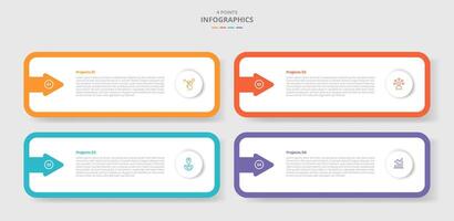 4 points template comparison concept for infographic with round rectangle with arrow shape accessories with drop shadow style with two point list information vector