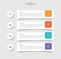 4 points template comparison concept for infographic with round rectange with circle badge on left with drop shadow style with two point list information vector