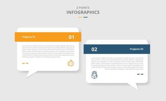 2 points comparison versus for infographic with discussion commentary box with bold header white background drop shadow with two point list information vector