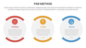 PAR method infographic 3 point with shape egg round box for slide presentation vector