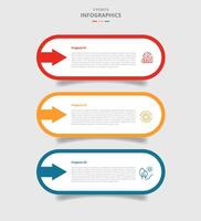 3 points template infographic with round rectangle box with arrow stacked with drop shadow style with three stage list information vector