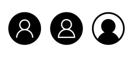 Login avatar outline icon set on black circle. Default profile sign. User account symbol vector