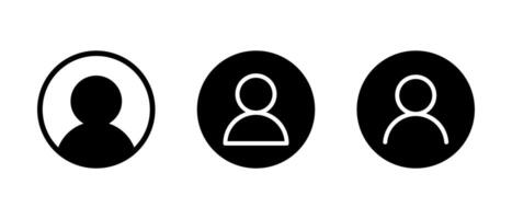 Login avatar outline icon set on black circle. Default profile sign symbol vector