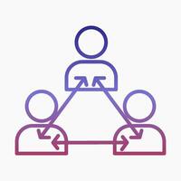 Monoline icon of a business team connected in a hierarchy vector