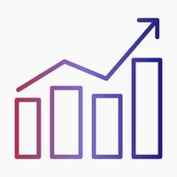 Clean outline icon of a bar chart with an upward arrow vector