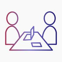 Minimalist icon of two people sitting at a table in a business meeting vector