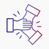 Minimalist outline icon of multiple hands stacked together vector