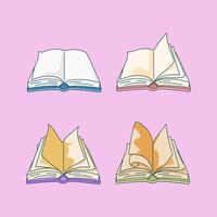 Set of Open Books with Different Page Styles in Minimalist Flat Design vector