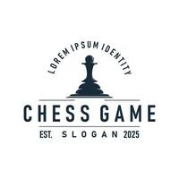 simple design chess logo chess game concept retro template vector