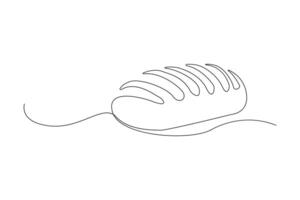 Simple hand-drawn bread single line drawing isolated on white background. vector