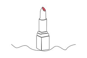 Simple hand-drawn lipstick single line drawing isolated on white background. vector