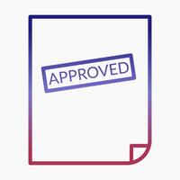 Simple outline icon of an approved document with a stamp vector