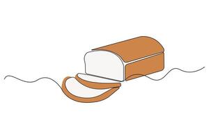 Continuous line art drawing of Bread. Fresh bread continuous outline . vector