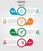 Business infographics 4 steps options design template.Data and information visualization.Dynamic colorful elements geometric. vector