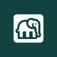 a white elephant icon on a green background vector