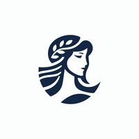 a woman's head with a wreath of leaves on it vector