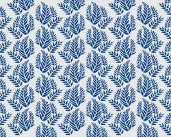 Exotic repeated leaves botanical garden blue pattern background fabric textile motif print art editable vector