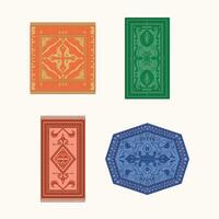 A collection of 4 intricate Middle Eastern carpet and rug pattern icons. vector