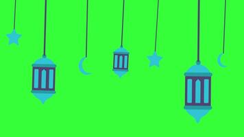 Lantern Islamic Adding Wavy Line Animation Element on Green Screen Background video