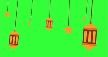 Lantern Islamic Animated Ramadan Lanterns Falling Down on Green Screen Background Loop video