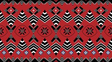 Seamless Geometric element triangle abstract red and black native pattern design. vector