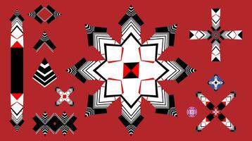 Geometry element triangle abstract red and black native design. vector