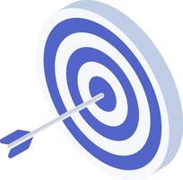 blue target Isometric Concept with arrow banner isolate background vector