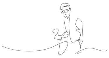good looking man fashion model one line drawing continuous vector