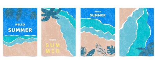 summer landscape background with beach and sand grain texture for a4 vertical design vector