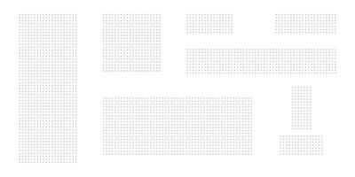 A collection of rectangular grids filled with small dots. Dotted grid on white background. vector