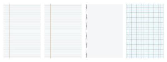 Page of Notebook Blank Lined, Grid, and Graph Paper for Various Uses. vector