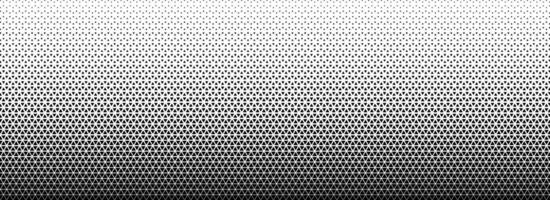 Triangle halftone gradient texture. Black geometric triangular tech pattern background. Abstract fading gradation wallpaper. Regular mosaic pop art backdrop for poster, banner, booklet vector