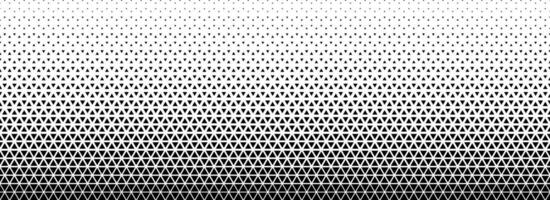 Triangle halftone gradient texture. Black geometric triangular tech pattern background. Abstract fading gradation wallpaper. Vanishing mosaic pop art backdrop for poster, banner, booklet vector