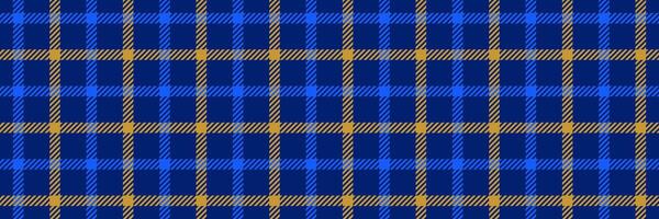 Blue and yellow gingham seamless pattern. Windowpane background texture for scarf cloth, textile design, fabric swatch, suit print. Masculine checkered tweed plaid repeating wallpaper. vector