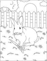 Rabbit With Carrot Coloring Pages Outline vector