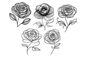 Minimalist rose outline drawing, ideal for branding, prints, and digital use. vector