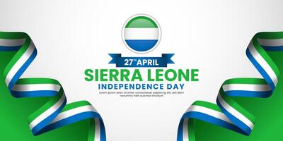 Sierra Leone Flag Ribbon Banner Background template for National independence day with blank space vector