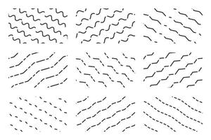 Vintage Zigzag Waves Lines patterns set collections. Border Doodle design illustration. vector