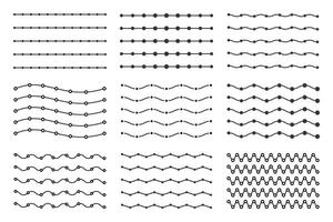 Zigzag Waves Lines patterns set collections. Border Doodle design illustration. vector