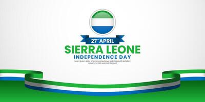 Sierra Leone Flag Banner Background template for National independence day with blank space vector