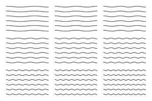 Geometric vintage Zigzag Waves Lines patterns set collections. Border Doodle illustration. vector
