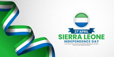 Sierra Leone Flag Ribbon Background template for National independence day with blank space vector