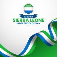 Sierra Leone independence day Square banner background with waving flag and blank space area vector
