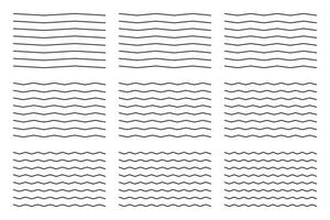 Geometric vintage Zigzag Waves Lines patterns set collections. Border Doodle design illustration. vector