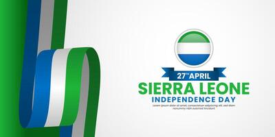 Sierra Leone Flag Ribbon Banner Background template for independence day with blank space vector