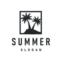 concept with summer beach with palm trees, ocean sunset logo beach summer illustration template vector