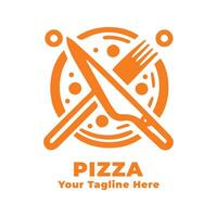 Logo Simple Pizza Illustration With Flat Background vector
