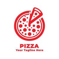 Pizza Simple Logo Design With Red Concept vector