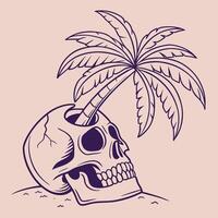Skull and Palm Tree Fusion Cool Aesthetic art vector